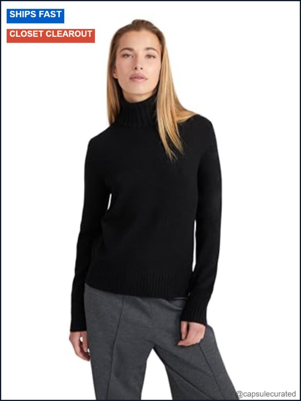 100% Cashmere Turtleneck Sweater - Regular Fit Pullover